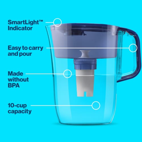 Brita Large Blue 10 Cup Water Filter Pitcher with Standard Filter Perspective: left
