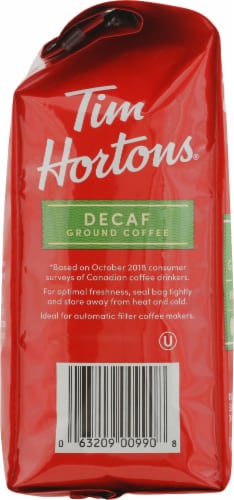 Decaf, Medium Roast Ground Coffee, Fine Grind, 12oz Bag Perspective: left