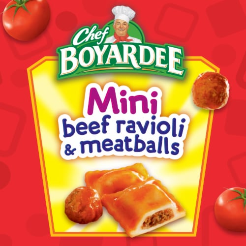 Chef Boyardee Mini Beef Ravioli And Meatballs Perspective: left