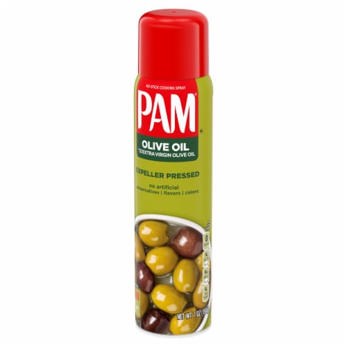 Pam Non Stick Olive Oil Cooking Spray Perspective: left