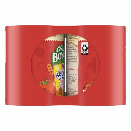 Chef Boyardee Mini ABC's and 123's with Meatballs in Tomato Sauce Perspective: left