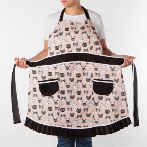Jubilee Betty Apron for Women 100% Cotton Twill With Adjustable Ties Cats Meow Perspective: left