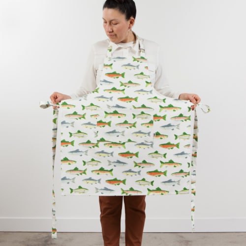 Now Designs Unisex Adjustable Cotton Gone Fishin Kitchen Apron Perspective: left