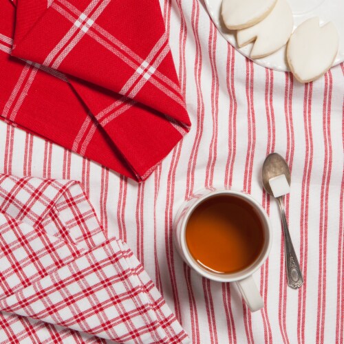 Now Designs Tic Tac Toe 100% Cotton Kitchen Dish Towels Red Set of 3 Perspective: left