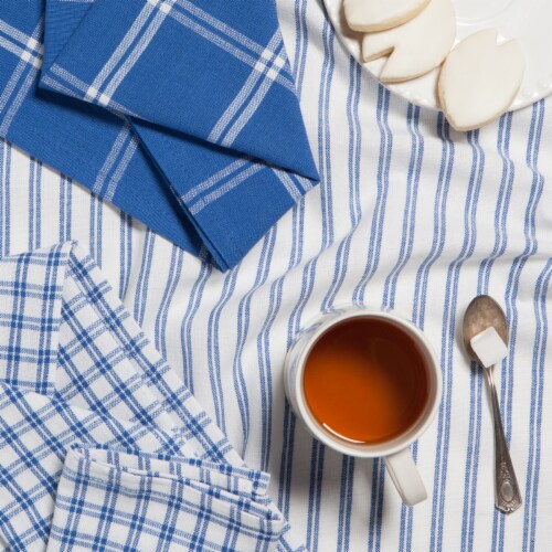 Now Designs Tic Tac Toe 100% Cotton Royal Blue Kitchen Dish Towels Perspective: left