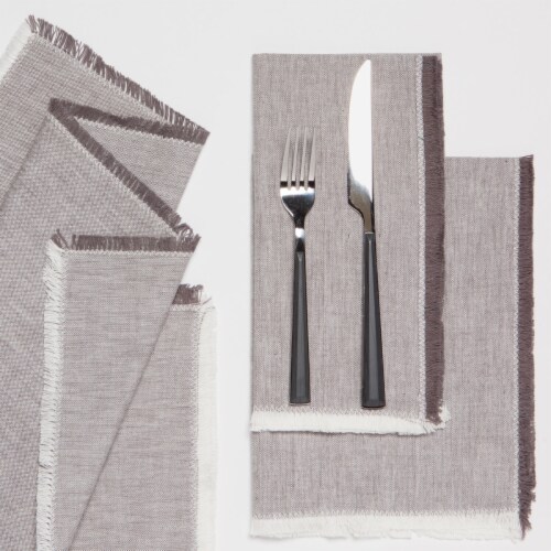 Danica Heirloom Chambray Cotton Napkins - Shadow Gray Perspective: left