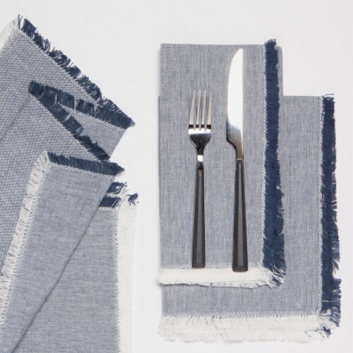 Danica Heirloom Chambray Cotton Napkins - Midnight Blue Perspective: left