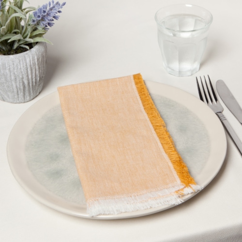 Now Designs Heirloom Ochre Yellow Chambray Cotton Napkins - 4 Pack Perspective: left