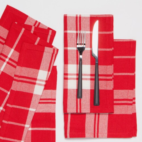 Now Designs Second Spin Plaid Napkin Chili - Red Perspective: left