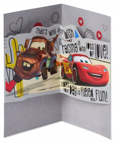 American Greetings Pop-Up Valentine’s Day Card for Kids (Lightning McQueen) Perspective: left