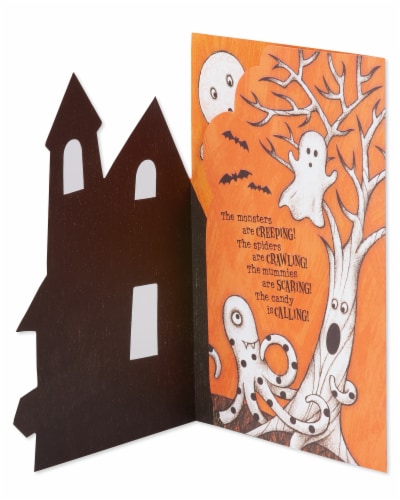 American Greetings Halloween Card with Stickers (Haunted House) Perspective: left