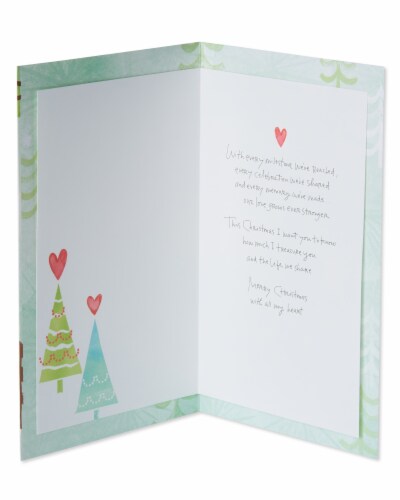 American Greetings Christmas Trees with Glitter Christmas Card for Husband Perspective: left