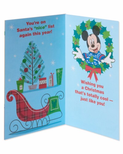 American Greetings Mickey Mouse with Foil Christmas Card Perspective: left