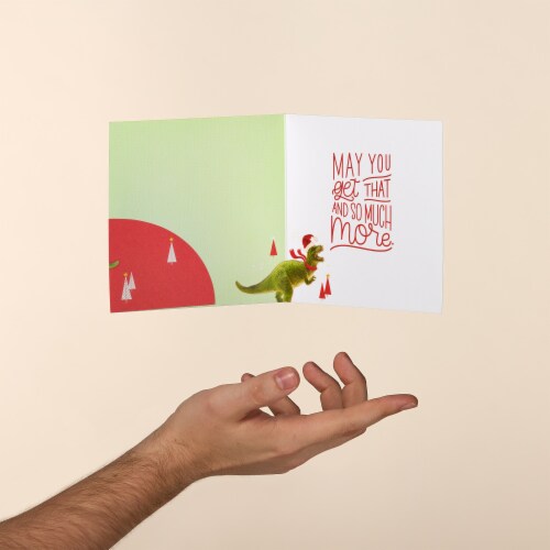 American Greetings Money and Gift Card Holder Christmas Greeting Card (Dinosaur) Perspective: left