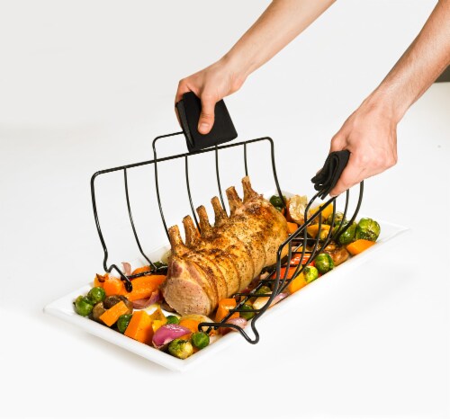 Cuisipro 3-Piece Roasting Rack, Baster and Basting Brush Set, Black Perspective: left