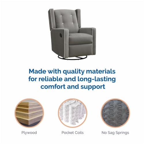 Baby Relax Mikayla Swivel Glider Rocker Recliner Chair Gray Microfiber 37.00 x 29.25 x 41.50 Foods Co