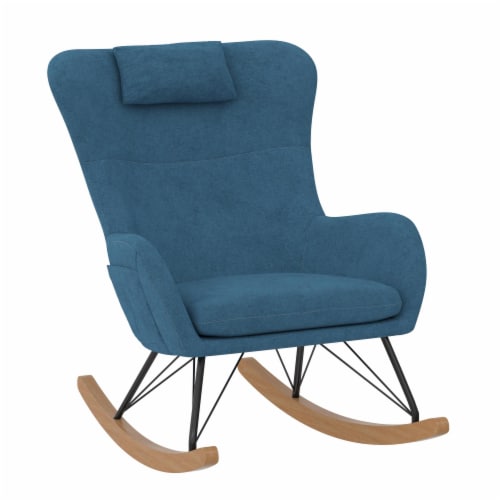Baby Relax Robbie Rocker Accent Chair with Storage Pockets, Blue Linen Perspective: left