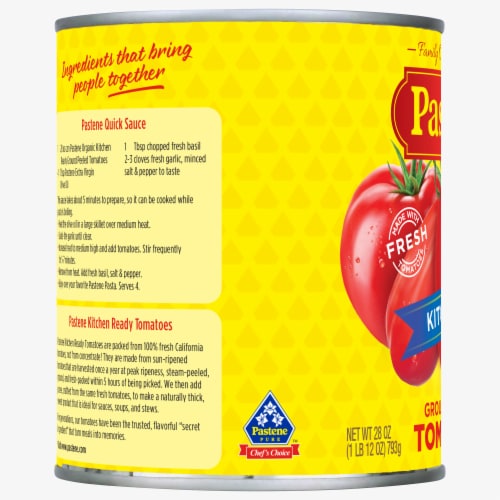 Pastene® Kitchen Ready® Ground Peeled Tomatoes Case Perspective: left
