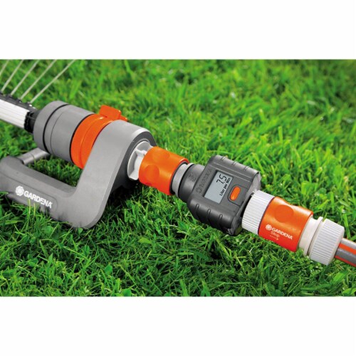 Gardena 9188 1 Outlet 4 Program Outdoor Smart Flow Water Meter with LCD Screen Perspective: left