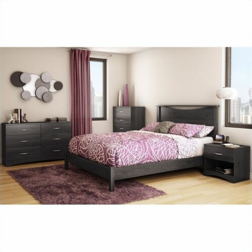 South Shore Step One 60 Inch Queen Platform Bed in Gray Oak 1