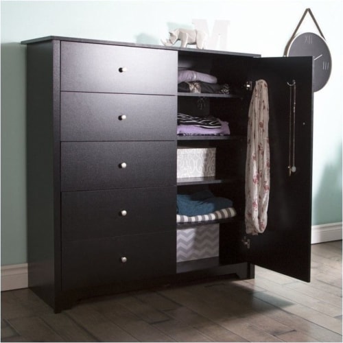 South Shore Vito Door Chest with 5 Drawers in Pure Black 1 Kroger
