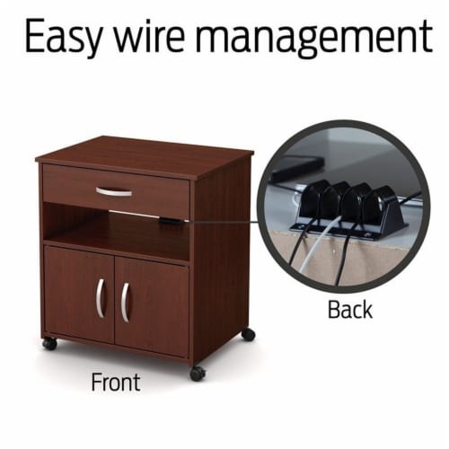 Axess Printer Cart in Royal Cherry - South Shore Perspective: left