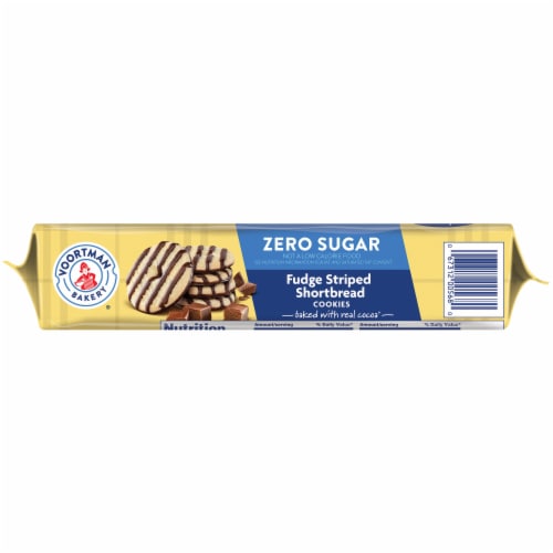 VOORTMAN Bakery Zero Sugar Fudge Striped Shortbread Cookies Perspective: left