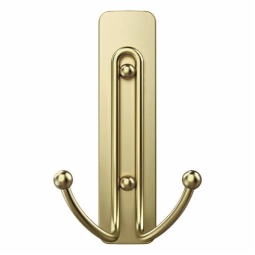 Command™ Large Satin Brass Double Hook Perspective: left