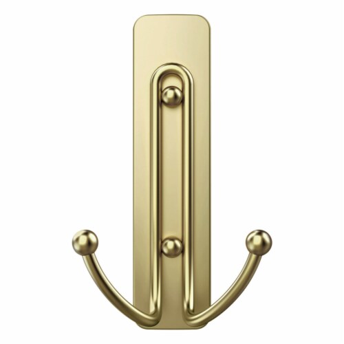 Command™ Large Satin Brass Double Hook Perspective: left