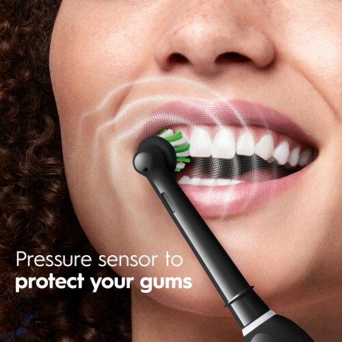 Oral-B 1000 Cross Action Rechargeable Black Electric Toothbrush Perspective: left