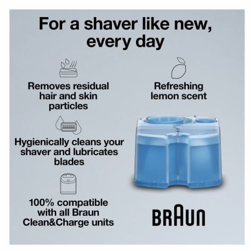 Braun Clean & Renew Lemon Fresh Scented Cleaner Solution Refill Cartridges Perspective: left