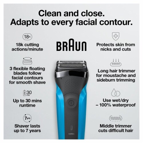 Braun Series 3 310s Men's Wet & Dry Rechargeable Electric Shaver Perspective: left