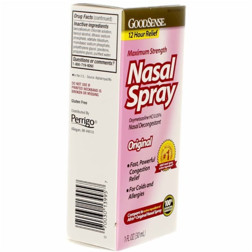 GoodSense Nasal Decongestant Spray, 12-Hour Relief, 1 fl oz Perspective: left
