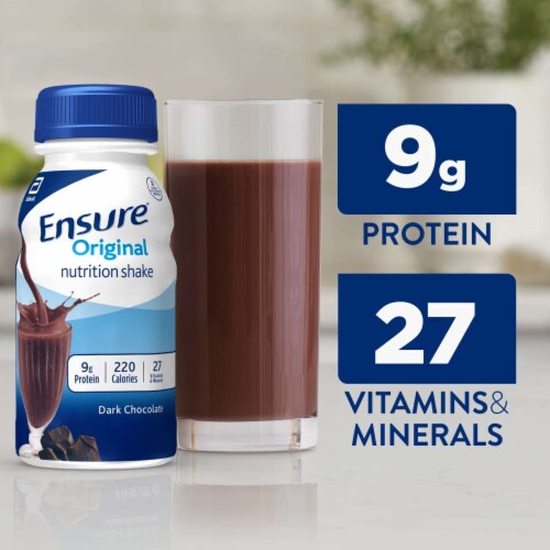 Ensure Original Dark Chocolate Ready-to-Drink Nutrition Shakes Perspective: left
