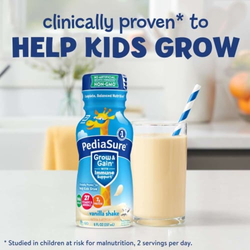 PediaSure® Grow & Gain® Vanilla Kids’ Nutritional Shake Bottles Perspective: left