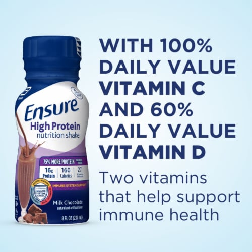 Ensure® High Protein Milk Chocolate Ready-to-Drink Nutrition Shakes Perspective: left