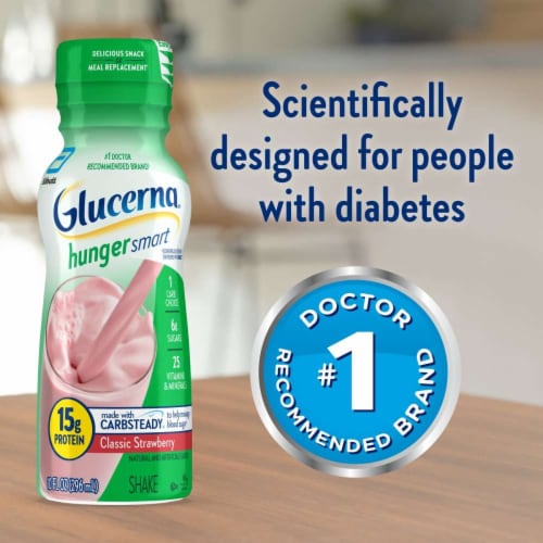 Glucerna® Hunger Smart®  Creamy Strawberry Nutritional Shake Bottles Perspective: left