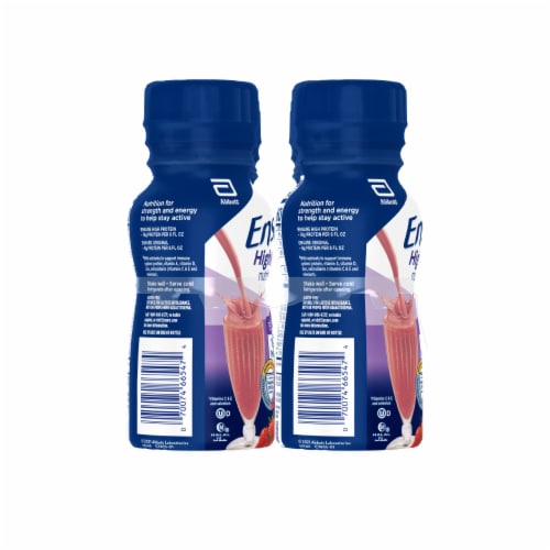 Ensure® High Protein Strawberry Flavored Nutrition Shakes Perspective: left