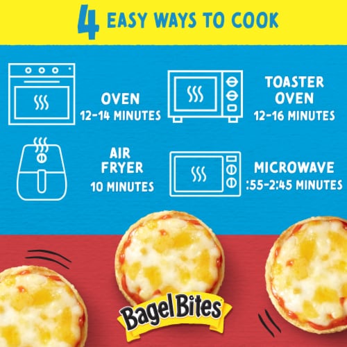 Bagel Bites Three Cheese Mini Pizza Bagel Frozen Snacks Perspective: left