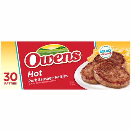 Owens Hot Pork Sausage Patties Perspective: left