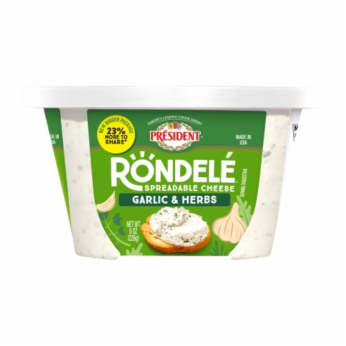 Président® Rondelé® Creamy Whipped Garlic & Herbs Spreadable Cheese 8 oz Perspective: left