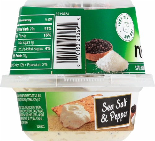 President® Rondele® Sea Salt & Pepper Spreadable Cheese with Crackers Perspective: left