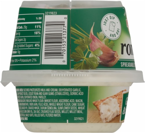 President Rondele® Garlic & Herbs Spreadable Cheese with Crackers Perspective: left
