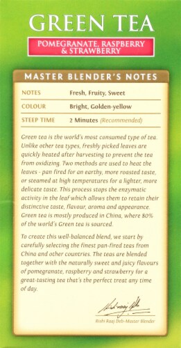 Twinings Of London Pomegranate Raspberry & Strawberry Green Tea Bags Perspective: left