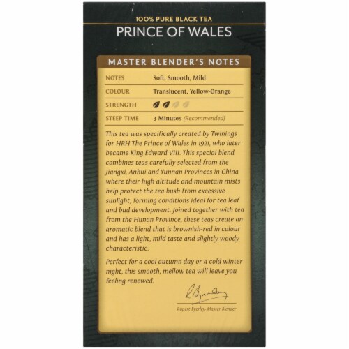 Twinings Of London Prince of Wales Pure Black Tea Bags Perspective: left