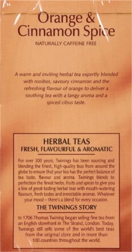 Twinings Of London Orange & Cinnamon Spice Herbal Tea Bags Perspective: left