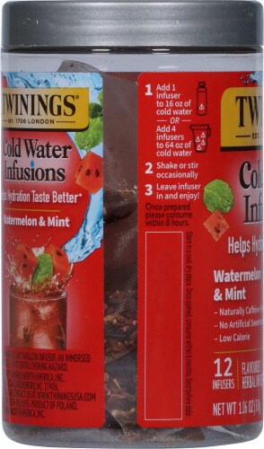 Twinings® of London Cold Infuse™ Watermelon Strawberry & Mint Flavored Cold Water Enhancer Perspective: left