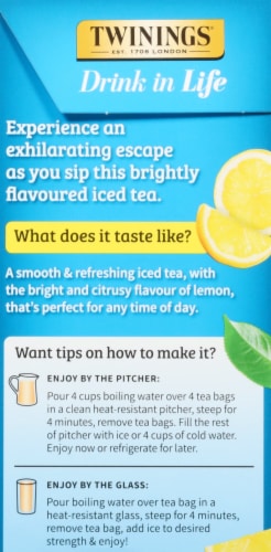Twinings® Lemon Unsweetened Black Iced Tea Pitcher Bags Perspective: left