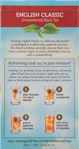 Twinings Of London Cold Brewed English Classic Unsweetened Black Iced Tea Bags Perspective: left