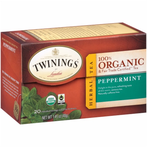 Twinings Of London Organic Peppermint Herbal Tea Bags Perspective: left